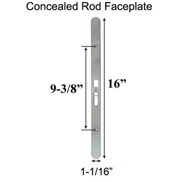 Ashland Concealed Rod Face Plate, Lock Cover 1-1/16" X 16" - Stainless